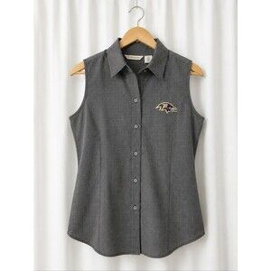 Cutter & Buck Baltimore Ravens Embroidered Logo Micro Check Sleeveless Blouse